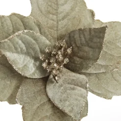 Sage Velvet Poinsettia Flower Clip Glitter Trim Store