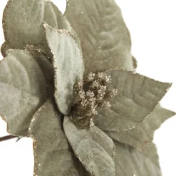 Sage Velvet Poinsettia Flower Clip Glitter Trim Store