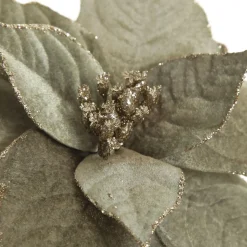 Sage Velvet Poinsettia Flower Clip Glitter Trim Store