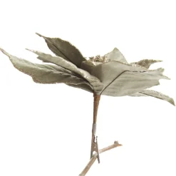 Sage Velvet Poinsettia Flower Clip Glitter Trim Store