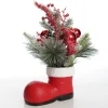 Santa Boot Christmas Ornament with Frosted Pine, Pinecone and Berries Outlet