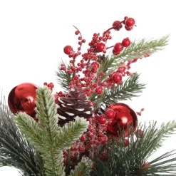 Santa Boot Christmas Ornament with Frosted Pine, Pinecone and Berries Outlet