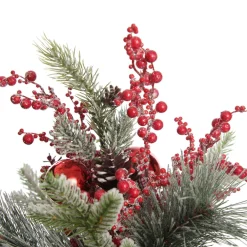 Santa Boot Christmas Ornament with Frosted Pine, Pinecone and Berries Outlet