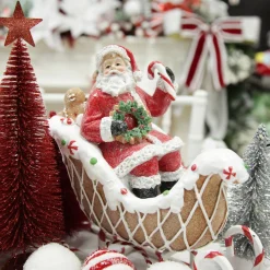 Santa in Gingerbread Sleigh Christmas Ornament Cheap
