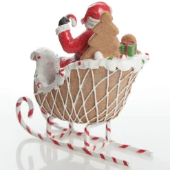 Santa in Gingerbread Sleigh Christmas Ornament Cheap