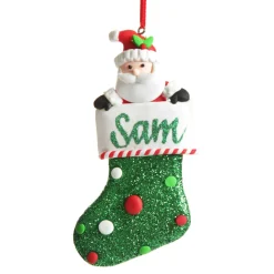 Santa in Glitter Stocking Decoration Fashion