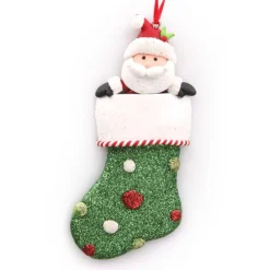 Santa in Glitter Stocking Decoration Fashion