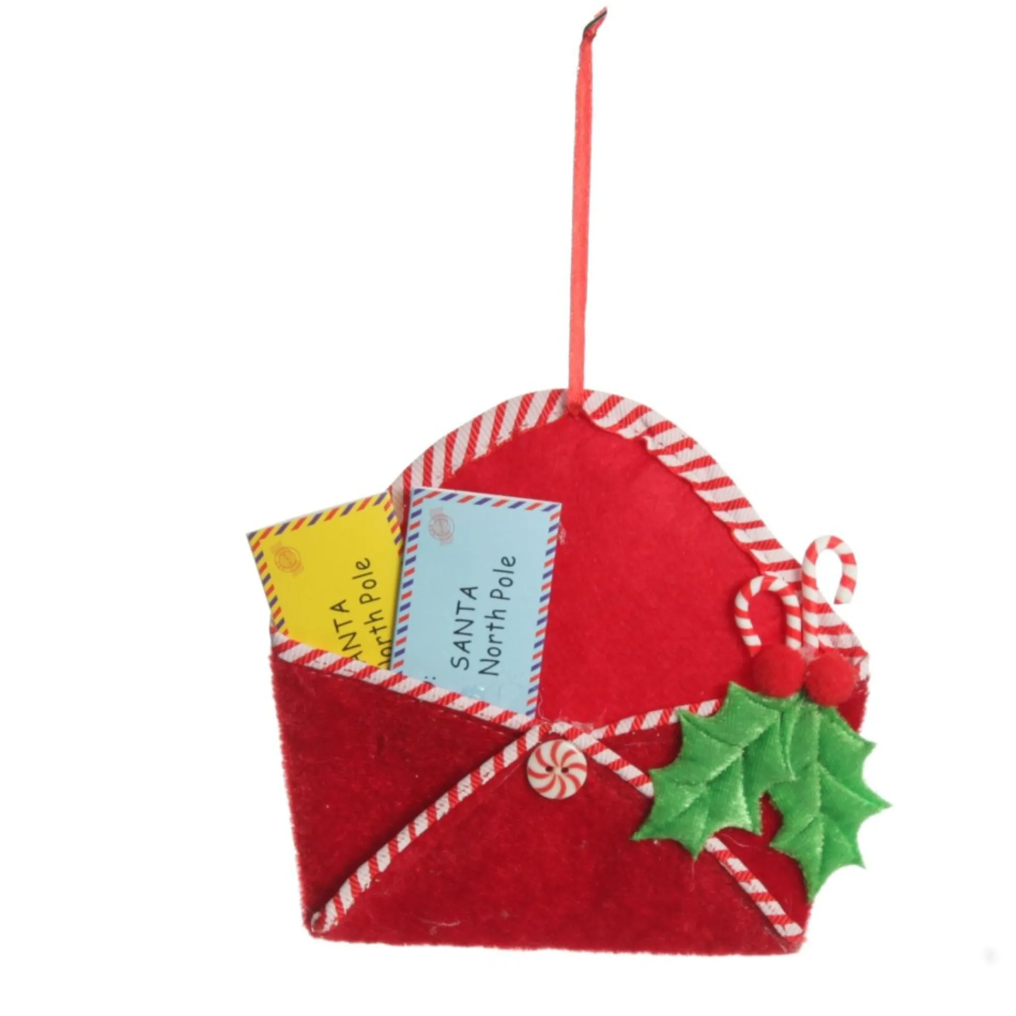 Santa Mail Hanging Decoration with Candy Cane Trim Fashion