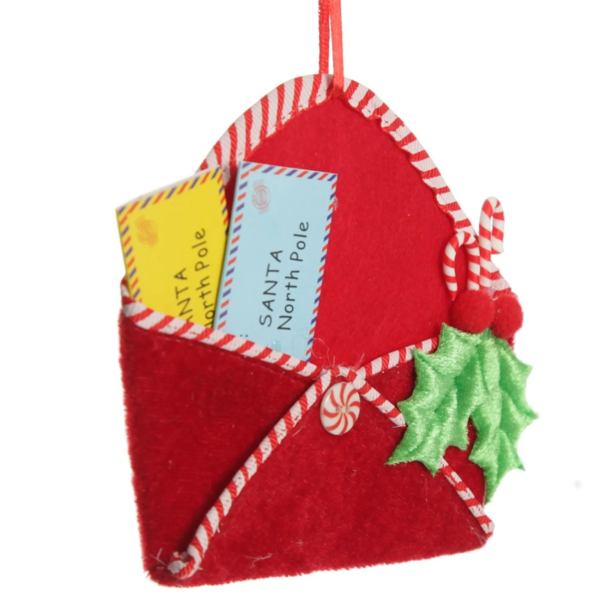 Santa Mail Hanging Decoration with Candy Cane Trim Fashion
