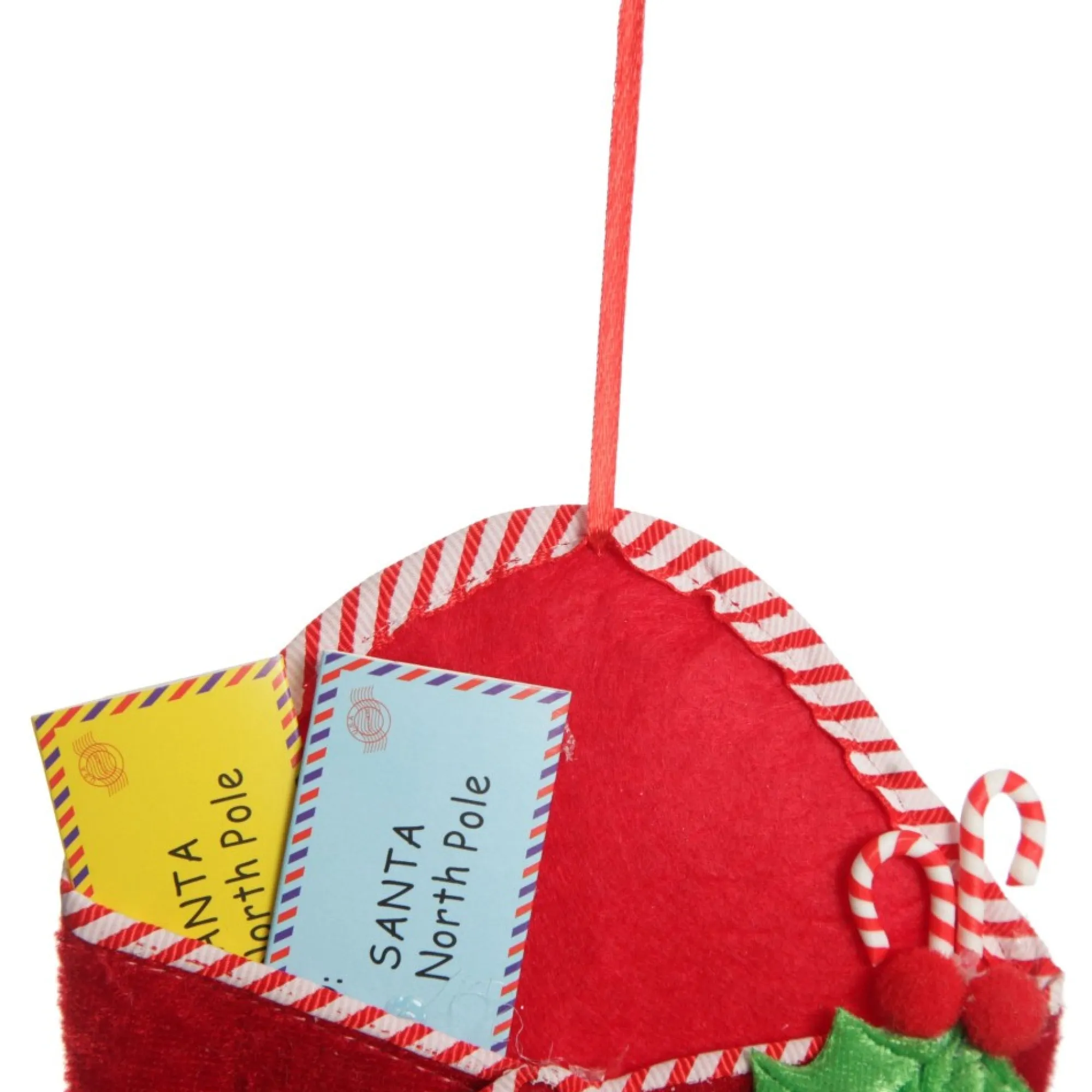 Santa Mail Hanging Decoration with Candy Cane Trim Fashion