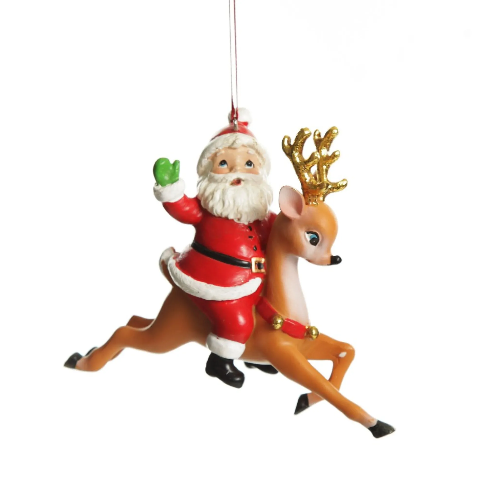 Santa Riding Bambi Hanging Christmas Decoration Discount