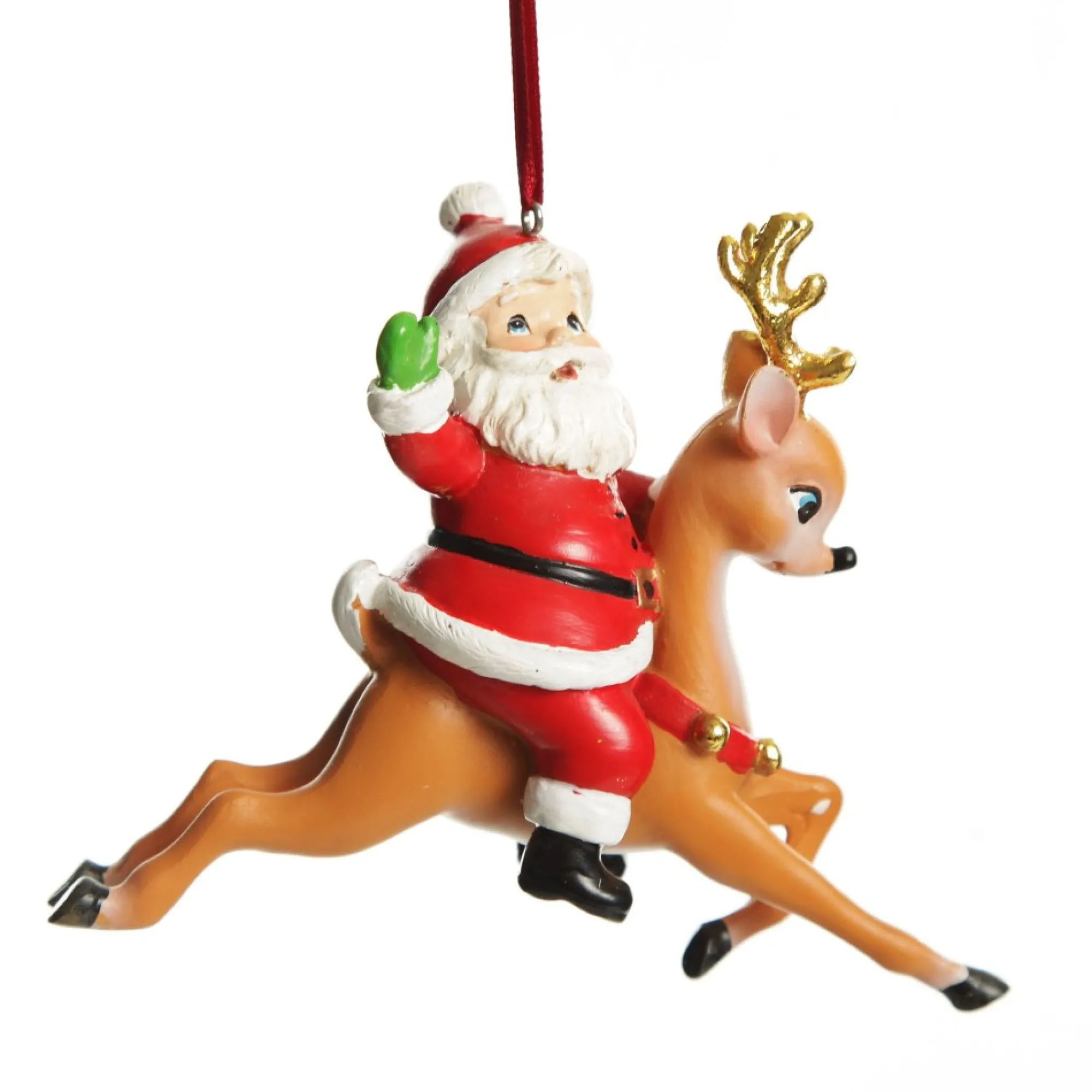Santa Riding Bambi Hanging Christmas Decoration Discount