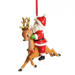 Santa Riding Bambi Hanging Christmas Decoration Discount