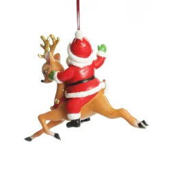 Santa Riding Bambi Hanging Christmas Decoration Discount