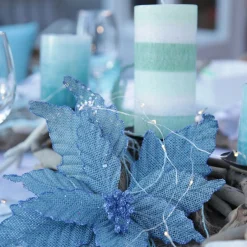 Seafoam Blue Burlap Flower Hot