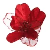 Sheer Red with Sequin Edge Magnolia Flower Clip Best