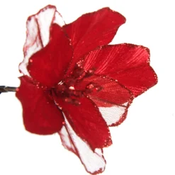 Sheer Red with Sequin Edge Magnolia Flower Clip Best