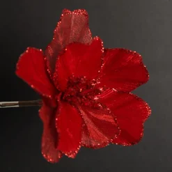 Sheer Red with Sequin Edge Magnolia Flower Clip Best
