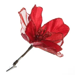 Sheer Red with Sequin Edge Magnolia Flower Clip Best