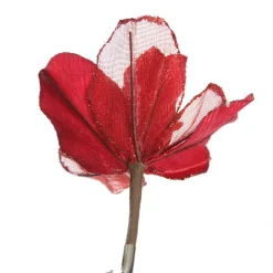 Sheer Red with Sequin Edge Magnolia Flower Clip Best