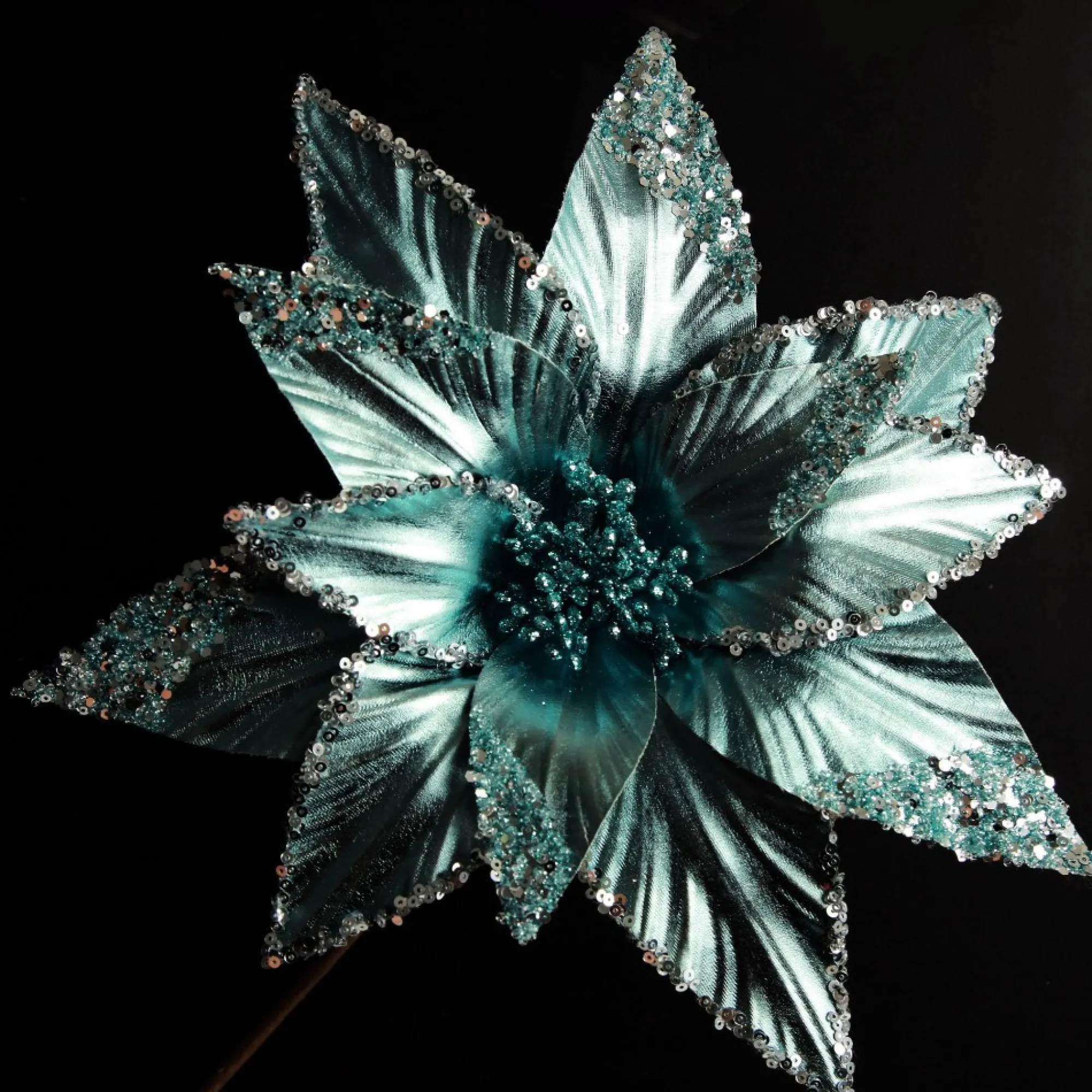 Shiny Blue Poinsettia Flower Stem Cheap