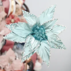 Shiny Blue Poinsettia Flower Stem Cheap