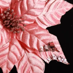 Shiny Blush Poinsettia Flower Stem Clearance