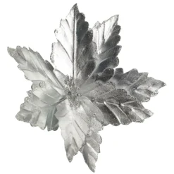 Shiny Silver Foil Poinsettia Flower Clip Flash Sale