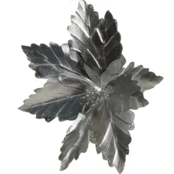 Shiny Silver Foil Poinsettia Flower Clip Flash Sale