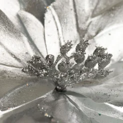 Shiny Silver Foil Poinsettia Flower Clip Flash Sale