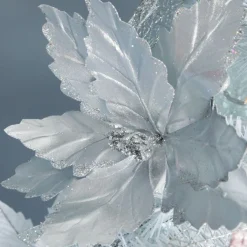 Shiny Silver Foil Poinsettia Flower Clip Flash Sale