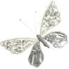 Shiny White and Silver Butterfly Clip with Sequin Embellishments Fashion