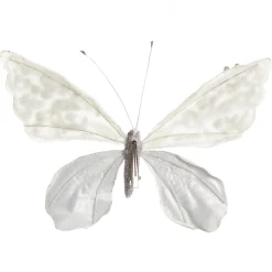 Shiny White and Silver Butterfly Clip with Sequin Embellishments Fashion