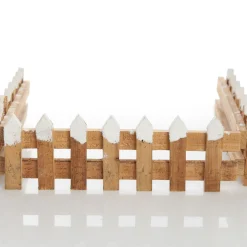 Short Snow Capped Natural Wooden Picket Fence Store
