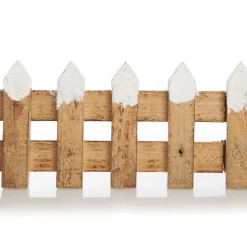 Short Snow Capped Natural Wooden Picket Fence Store