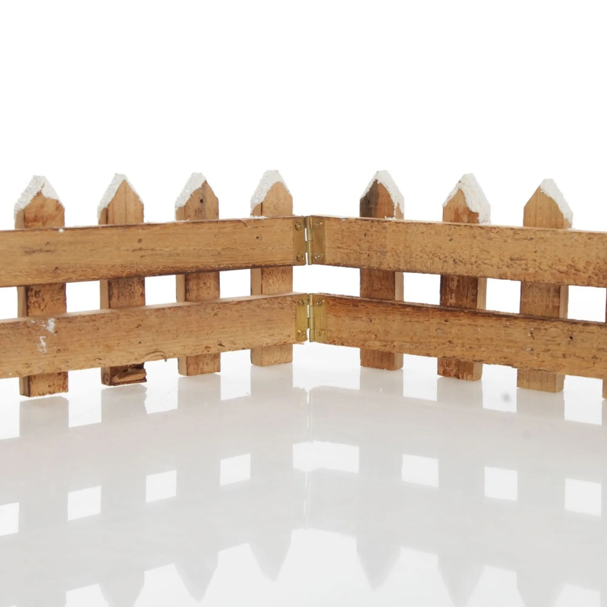 Short Snow Capped Natural Wooden Picket Fence Store