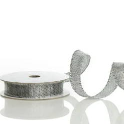 Silver & Grey Metallic Wired Ribbon Clearance