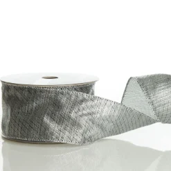 Silver & Grey Metallic Wired Ribbon Clearance