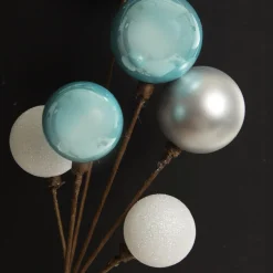 Silver and Blue Christmas Bauble Cluster Pick Fashion