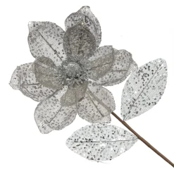 Silver and Sequin Magnolia Flower Stem Online