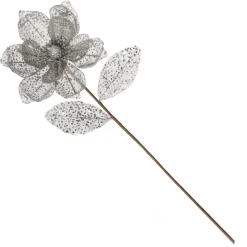 Silver and Sequin Magnolia Flower Stem Online