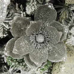 Silver and Sequin Magnolia Flower Stem Online