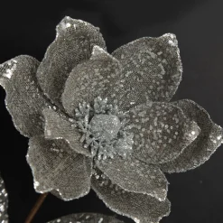 Silver and Sequin Magnolia Flower Stem Online