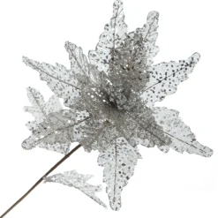 Silver and Sequin Poinsettia Flower Stem Store