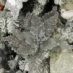 Silver and Sequin Poinsettia Flower Stem Store