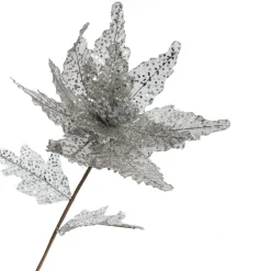 Silver and Sequin Poinsettia Flower Stem Store