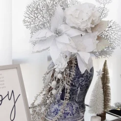 Silver and White Frost Christmas Spray Clearance