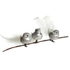Silver Bird Clip with White Feather Tail - Set of 3 Store