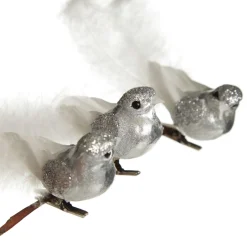 Silver Bird Clip with White Feather Tail - Set of 3 Store