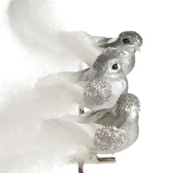 Silver Bird Clip with White Feather Tail - Set of 3 Store
